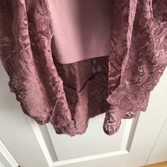 NWT Le Chateau Sparkly Lace High- Low Dusty Pink Dress - Picture 6 of 7